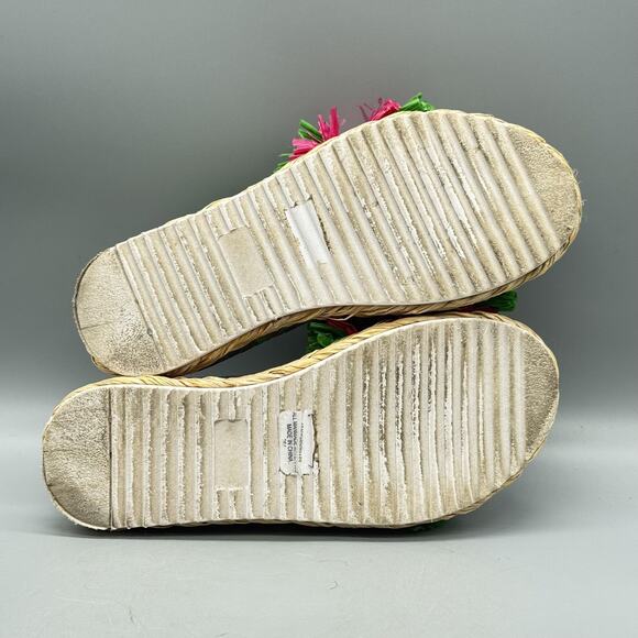 Betsey Johnson Sandals Womens 7 Multicolor Floral Fringe Espadrille Wedge Shoes - Picture 7 of 9